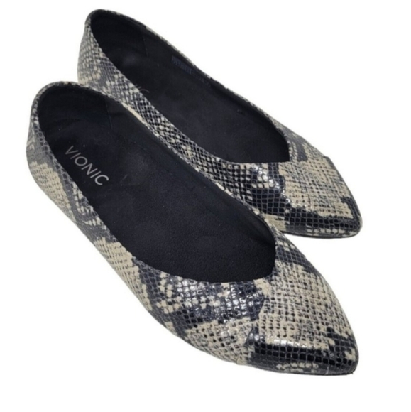 VIONIC Caballo Snake Slip On Flats Point Toe Comfort Orthopedic Shoes - Picture 1 of 11